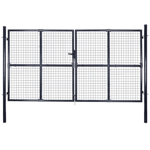 Mesh-Gartentor Verzinkter Stahl 289 x 150 cm Grau