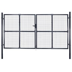 Mesh-Gartentor Verzinkter Stahl 289 x 175 cm Grau