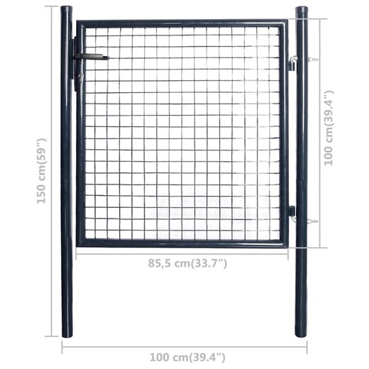 Mesh-Gartentor Verzinkter Stahl 85,5x100 cm Grau