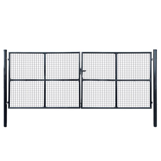 Mesh-Gartentor Verzinkter Stahl 400 x 150 cm Grau