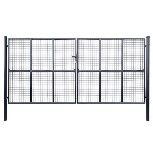 Mesh-Gartentor Verzinkter Stahl 400 x 175 cm Grau