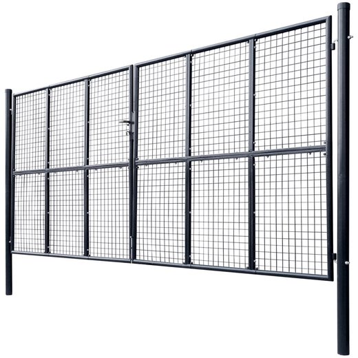 Mesh-Gartentor Verzinkter Stahl 400 x 175 cm Grau