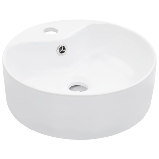 Waschbecken mit berlauf 36 x 13 cm Keramik Wei