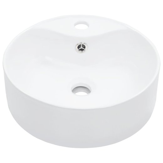 Waschbecken mit berlauf 36 x 13 cm Keramik Wei