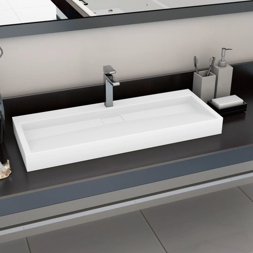 Waschbecken 120 x 46 x 11 cm Mineralguss/Marmorguss Wei