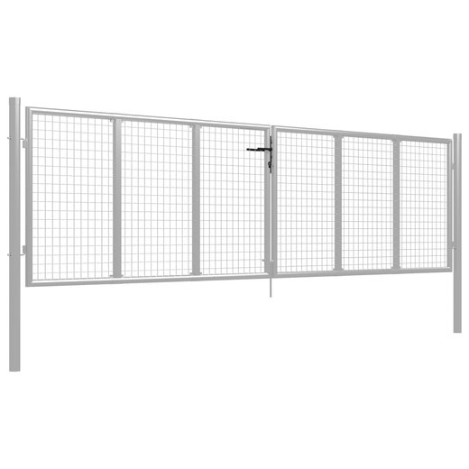 Gartentor Verzinkter Stahl 415 x 175 cm Silbern