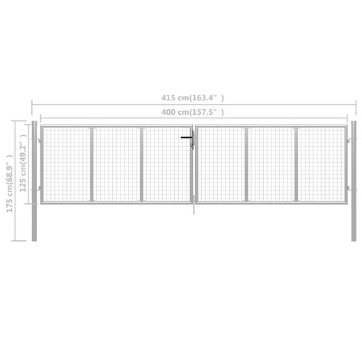 Gartentor Verzinkter Stahl 415 x 175 cm Silbern