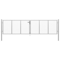 Gartentor Verzinkter Stahl 415 x 175 cm Silbern