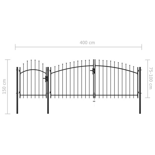 Gartentor Stahl 1,5x4 m Schwarz
