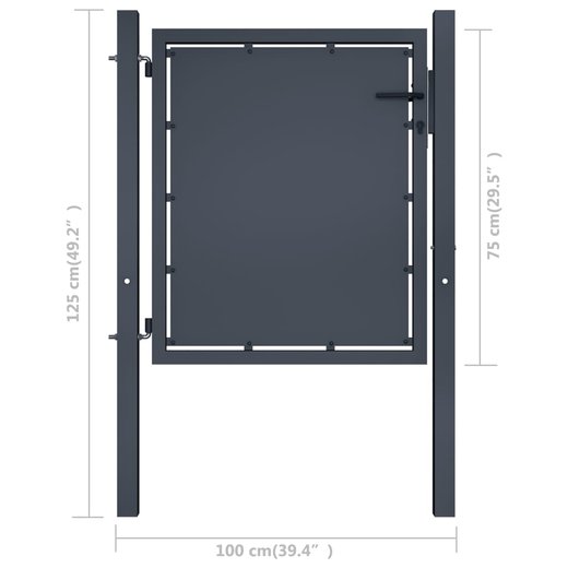 Gartentor Stahl 100 x 75 cm Anthrazit