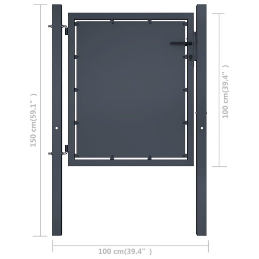 Gartentor Stahl 100100 cm Anthrazit