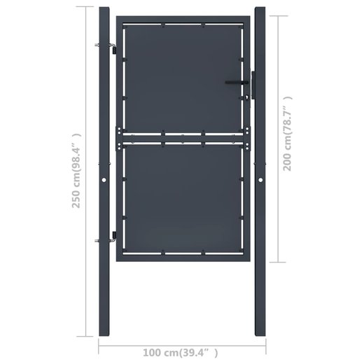 Gartentor Stahl 100 x 200 cm Anthrazit