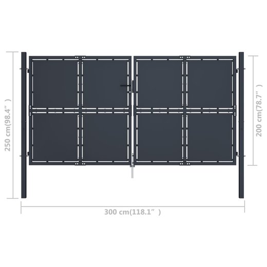 Gartentor Stahl 300200 cm Anthrazit