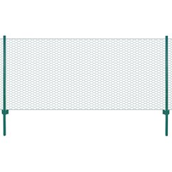 Maschendrahtzaun mit Pfosten Stahl 25 x 1 m Gr�n