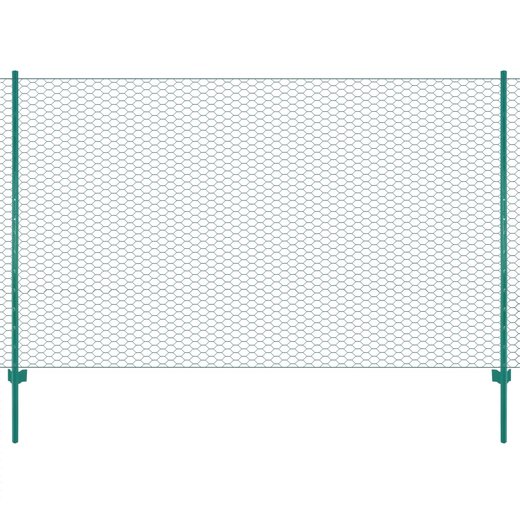 Maschendrahtzaun mit Pfosten Stahl 25 x 1,5 m Grn