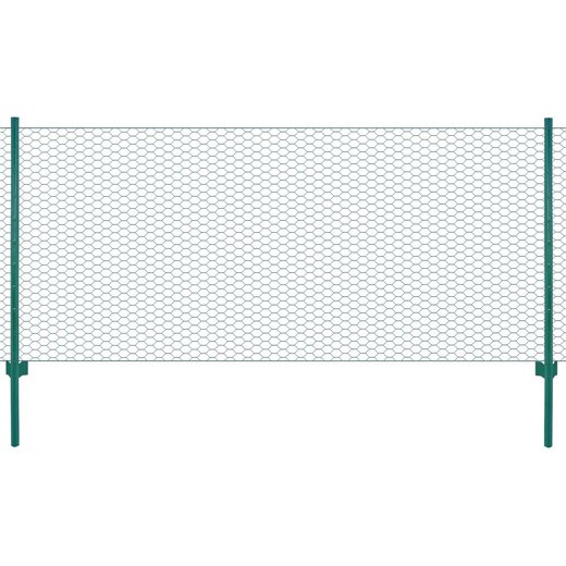 Maschendrahtzaun mit Pfosten Stahl 25 x 0,75 m Grn