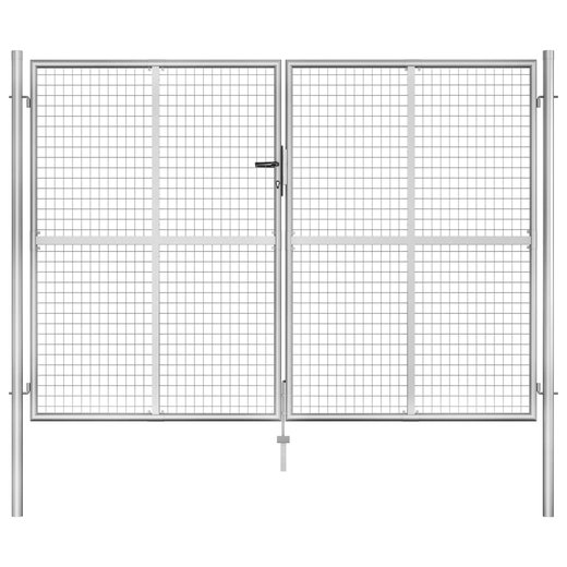 Gartentor Verzinkter Stahl 306 x 225 cm Silbern