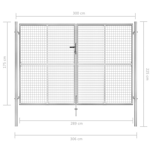 Gartentor Verzinkter Stahl 306 x 225 cm Silbern