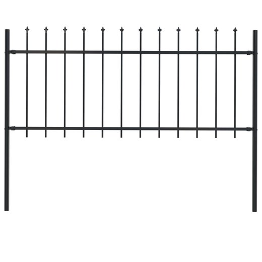 Gartenzaun mit Speerspitzen Stahl 1,7 x 0,8 m Schwarz
