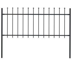 Gartenzaun mit Speerspitzen Stahl 1,7 x 0,8 m Schwarz