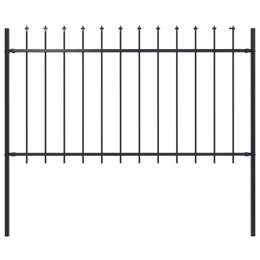 Gartenzaun mit Speerspitzen Stahl 1,7 x 1 m Schwarz