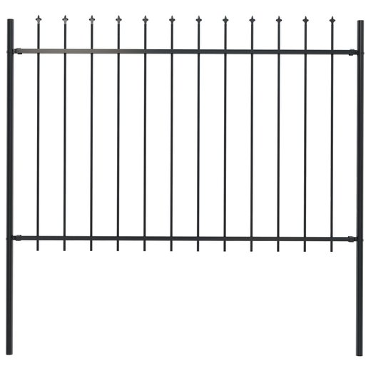 Gartenzaun mit Speerspitzen Stahl 1,7 x 1,2 m Schwarz