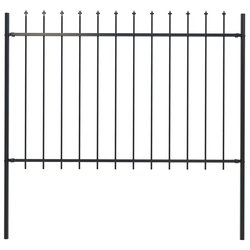 Gartenzaun mit Speerspitzen Stahl 1,7 x 1,2 m Schwarz