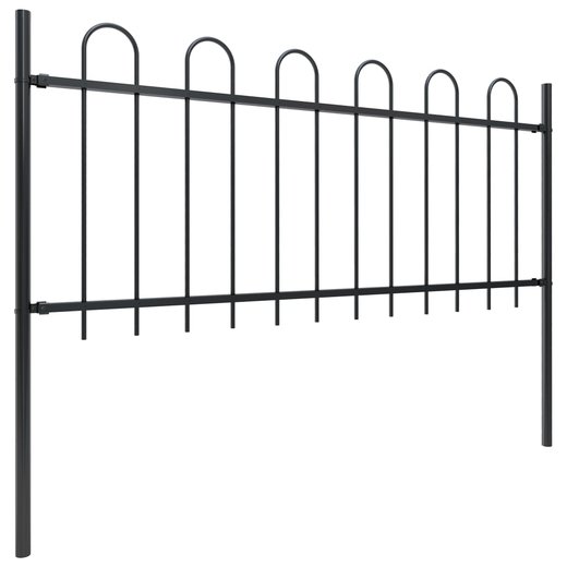 Gartenzaun mit Bgel-Design Stahl 1,7 m Schwarz