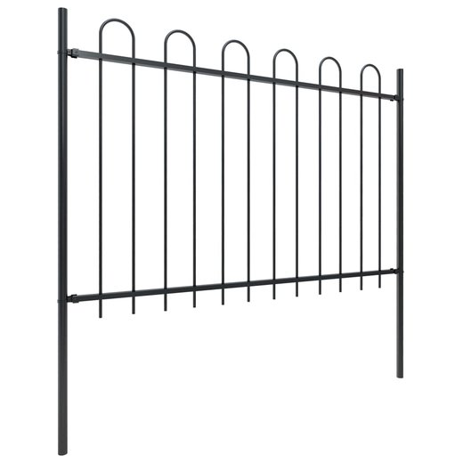 Gartenzaun mit Bgel-Design Stahl 1,7 m Schwarz