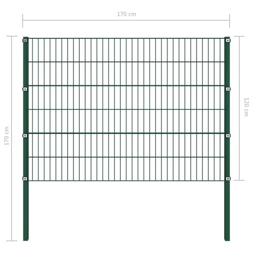 Zaunfeld mit Pfosten Eisen 1,7 x 1,2 m Grn