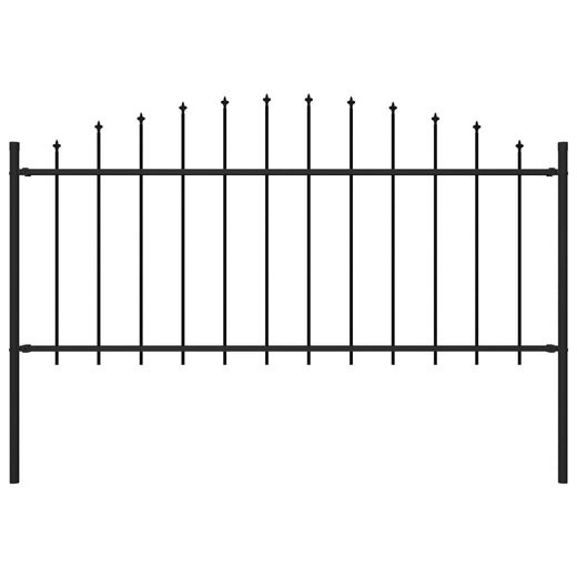 Gartenzaun mit Speerspitzen Stahl (0,5 - 0,75) x 1,7 m Schwarz
