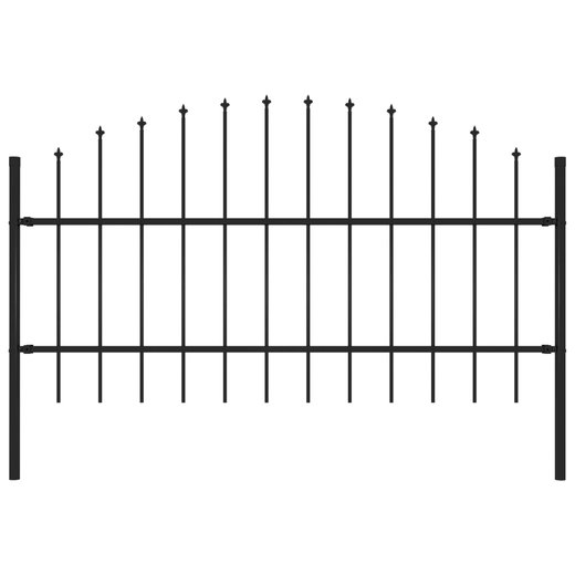Gartenzaun mit Speerspitzen Stahl (0,75 - 1) x 1,7 m Schwarz