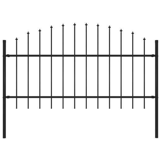 Gartenzaun mit Speerspitzen Stahl (1 - 1,25) x 1,7 m Schwarz