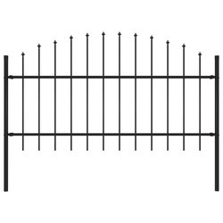 Gartenzaun mit Speerspitzen Stahl (1 - 1,25) x 1,7 m Schwarz