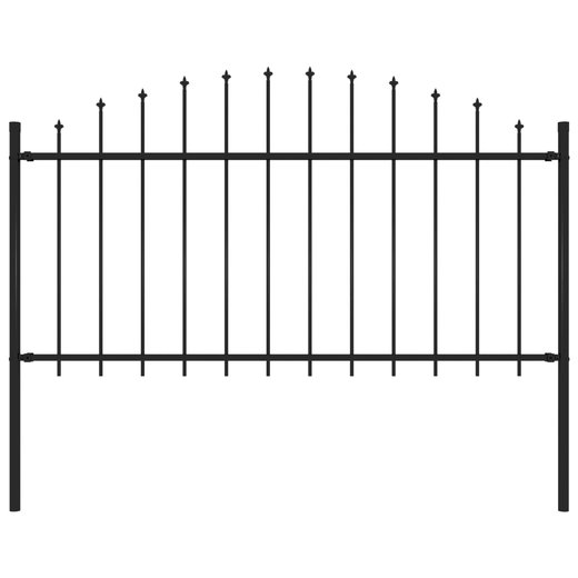 Gartenzaun mit Speerspitzen Stahl (1,25 - 1,5) x 1,7 m Schwarz
