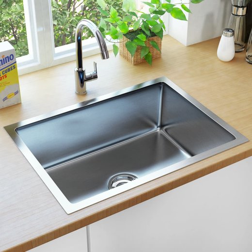 Handgemachte Einbausple mit Sieb Edelstahl