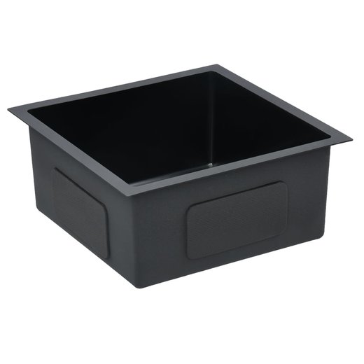 Handgemachte Einbausple mit Sieb Schwarz Edelstahl