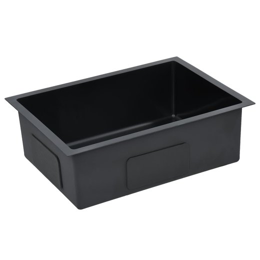 Handgemachte Einbausple mit Sieb Schwarz Edelstahl