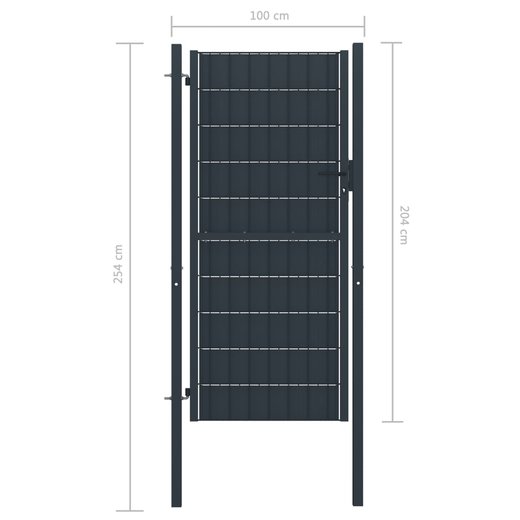 Zauntor PVC und Stahl 100x204 cm Anthrazit