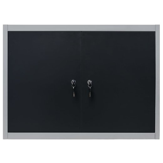 Wand-Werkzeugschrank Industrie-Stil Metall Grau und Schwarz