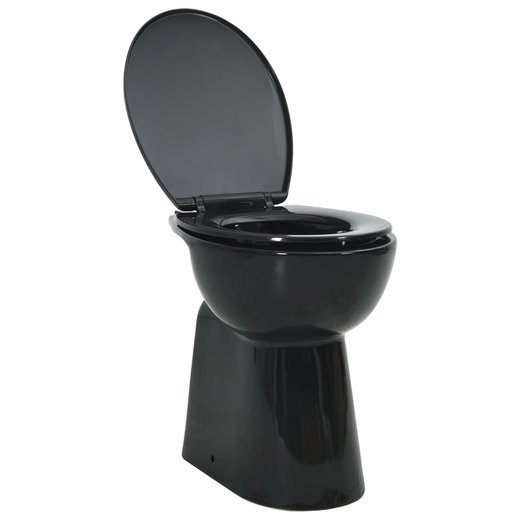 Hohe Splrandlose Toilette Soft-Close 7cm Hher Keramik Schwarz