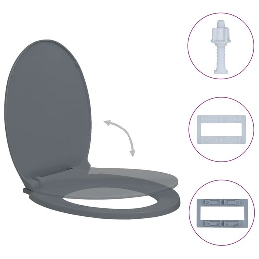 Toilettensitz mit Absenkautomatik Grau Oval