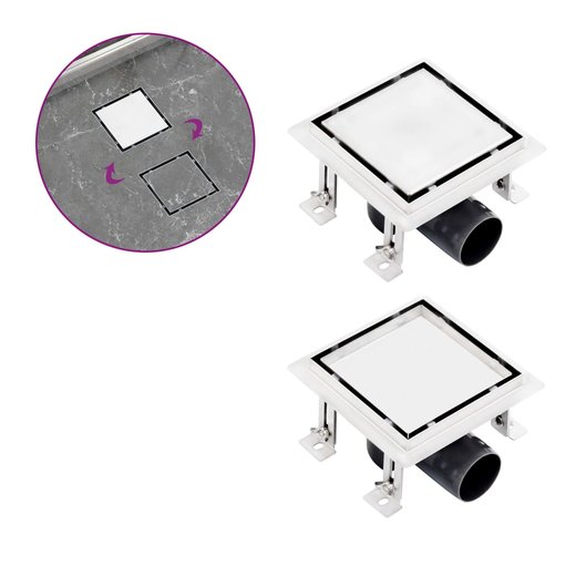 Duschablauf 2-in-1 Flacher und Flieseneinsatz-Deckel 12�12 cm