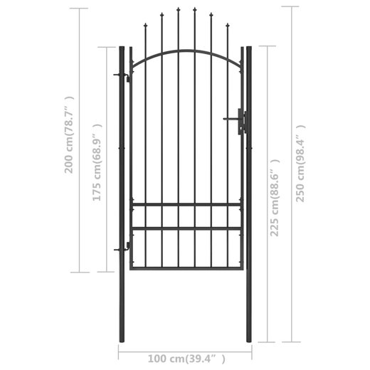 Gartentor Stahl 1x2,5 m Schwarz