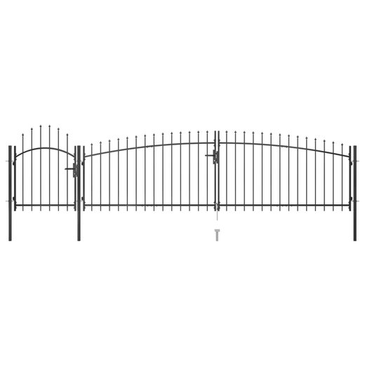 Gartentor mit Speerspitzen 5x1,5 m Schwarz