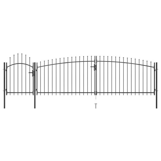 Gartentor mit Speerspitzen 5x1,75 m Schwarz