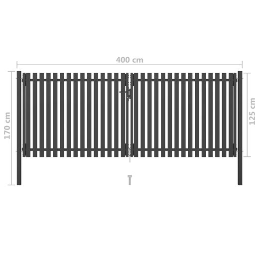 Gartentor Stahl 4x1,7 m Anthrazit