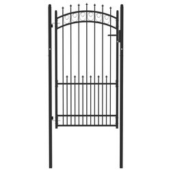 Zauntor mit Spitzen Stahl 100x175 cm Schwarz