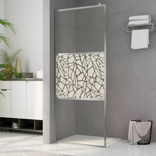 Duschwand fr Begehbare Dusche ESG-Glas Steindesign 80x195 cm