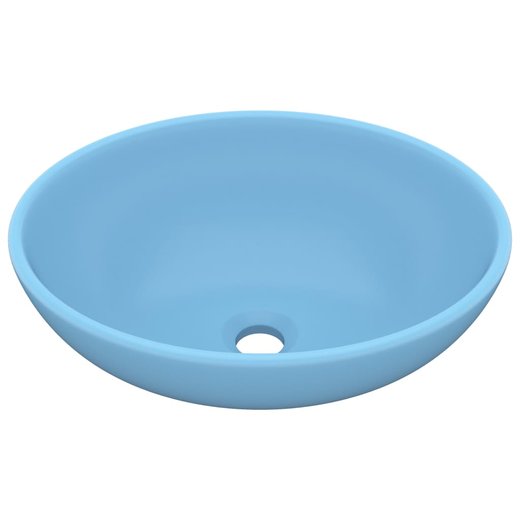 Luxurises Ovales Waschbecken Matt Hellblau 40x33 cm Keramik